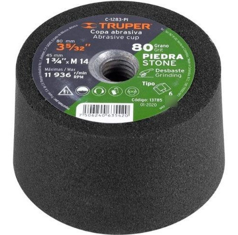 Piedra Copa De Desbaste Para Amoladora Grano 80 Truper 0