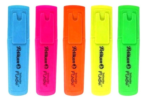 Combo X5 Colores Marcador Resaltador Pelikan Flash 0