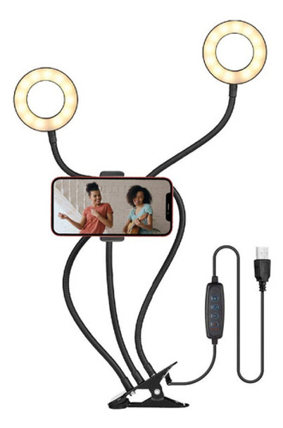 Aro De Luz Doble Con Soporte Para Celular 0