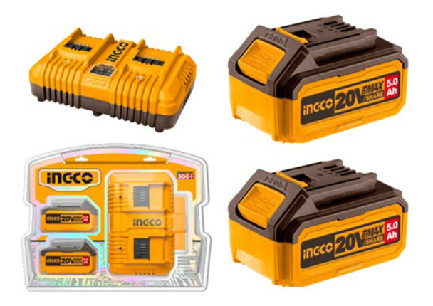 Set X 2 Baterias 20v 5amp + 1 Cargador Ingco Fbcpk2425 0