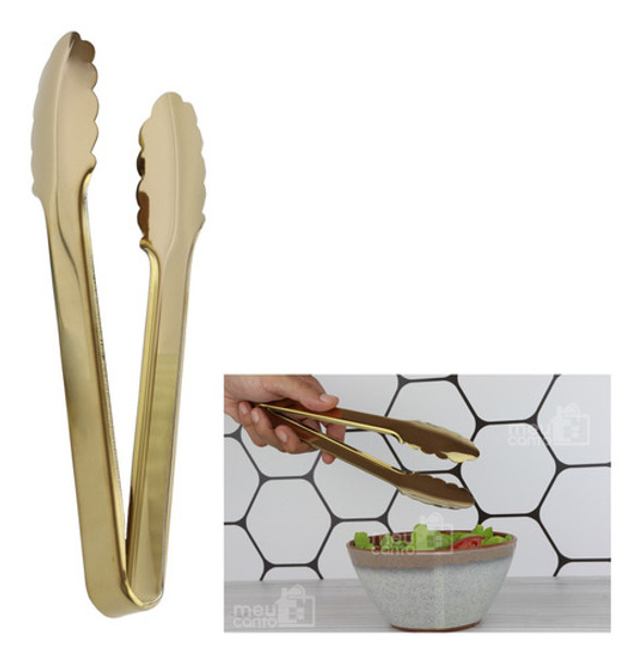 Pegador Macarrão Massas Salada Cozinha Pinça Culinária Inox 0