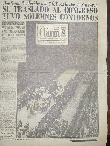 Diario Clarin - Muere Eva Duarte De Peron - Año 1952 0