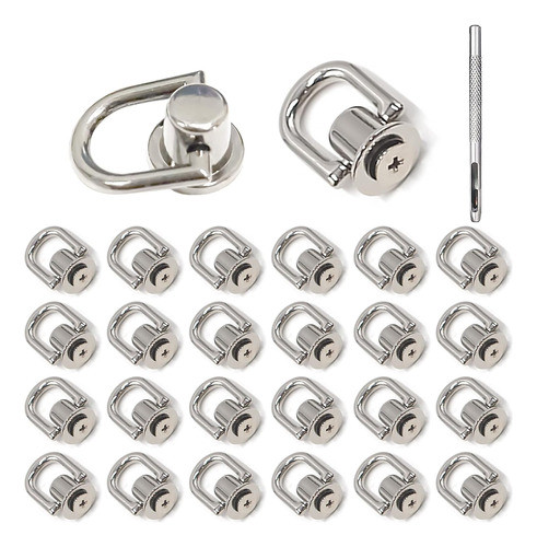 Remaches De Anillos En D De 24 Piezas Para Carteras-plateado 0