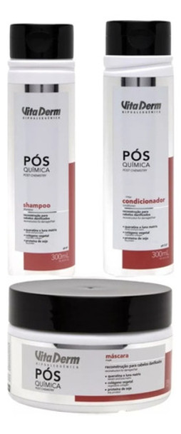 Kit Pós Química Shampoo E Condicionador + Máscara Vita Derm 0 Kit Pós Química Shampoo E Condicionador + Máscara Vita Derm 0