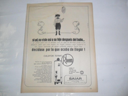 Calefon Termo Rheem Saiar Lino Palacio Y Cia Publicidad 1967 0