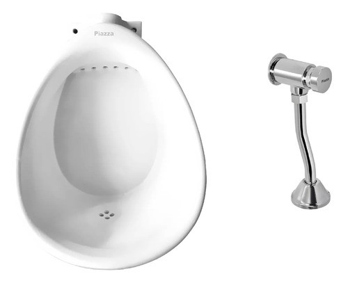 Valvula Descarga Temporizada Cromo + Mingitorio Loza Piazza 0