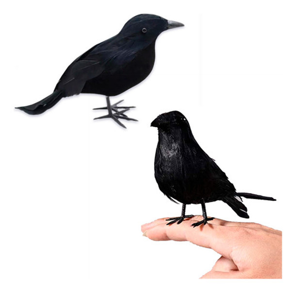 Decoracion Halloween Cuervo Negro Con Plumas Terror Cotillon 0