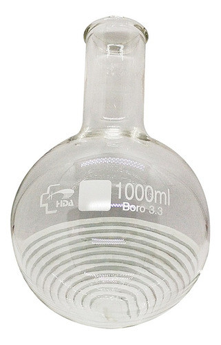 Balón Cuello Liso Vidrio 1000ml Hda Boro 3.3 0