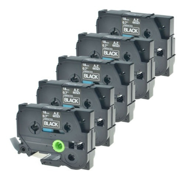 5pk Tz345 Tze345 Blanco En Etiqueta Negra Cinta 18mm Para Br 0