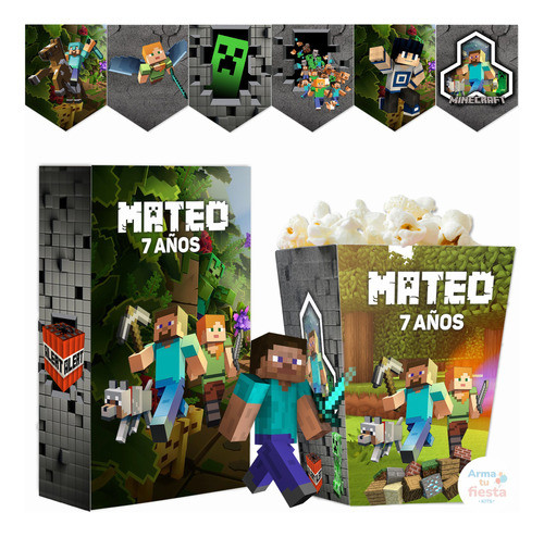 Kit Imprimible Minecraft Texto Editable 0