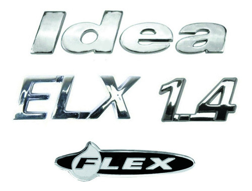 Kit Emblemas Fiat Idea Elx 1.4 E Adesivo Flex .../2010 0