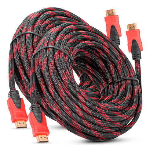 Kit 2 Cabo Hdmi 5m Metros 4k Ultra Banhado À Ouro Blindado 0