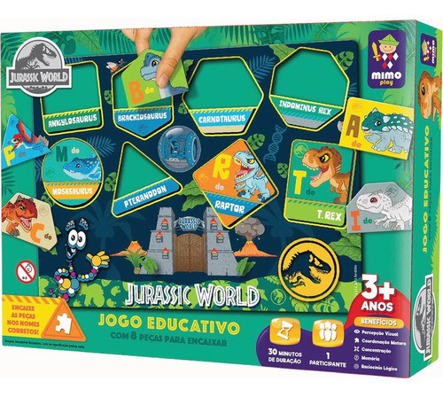 Jogo Educativo Encaixe As Peças Nomes Dinossauros Jurassic 0