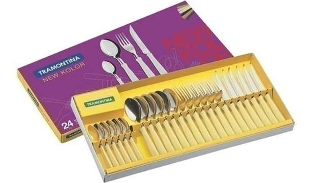 Juego De Cubiertos Mod. New Kolor, 24 Piezas - Tramontina Tn 0