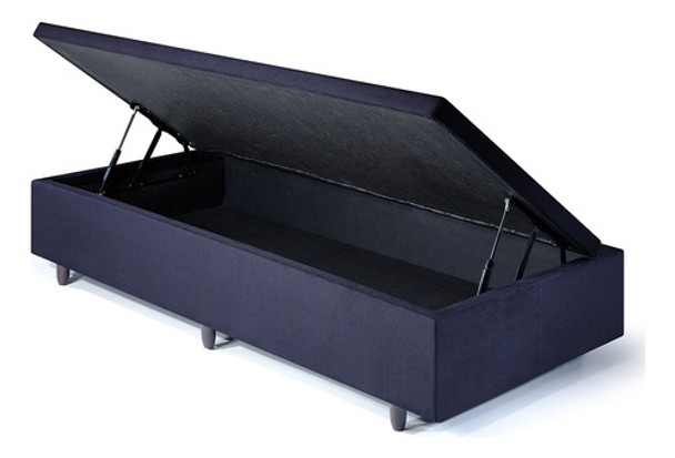 Base Box Baú Solteiro Suede Preto 88x188x34 Cm 0