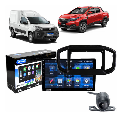 Multimidia 9p+moldura Preta Friso Pb Strada 2022+câmera Ré 0