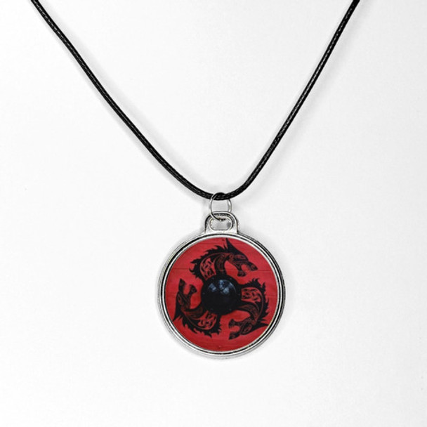 Colar Pingente Escudo Viking Drakar Arte Em Resina 0