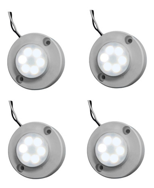 4 Un. Luminaria Náutica Luz De Cortesia Com 6 Led Branco 12v 0