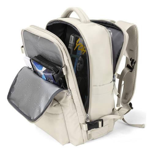 Mochila Viaje Amplia Varios Compartimientos Blanca Comoda 0