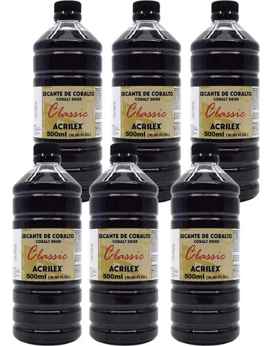 Kit C/6 Secantes De Cobalto Classic 500ml Acrilex 0