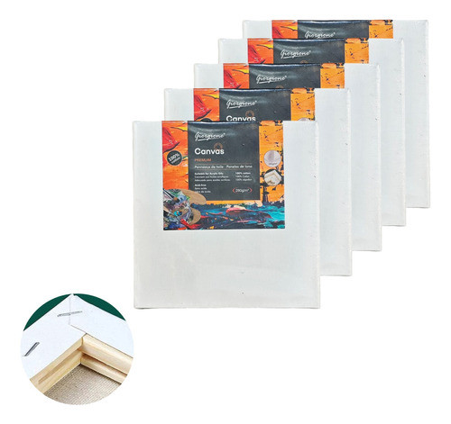 Set X5 Lienzos 100% Algodón Marco Madera 0