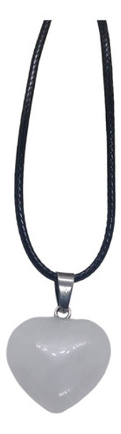 Dije Corazón Cuarzo Blanco Piedra Energética Con Cordón 0