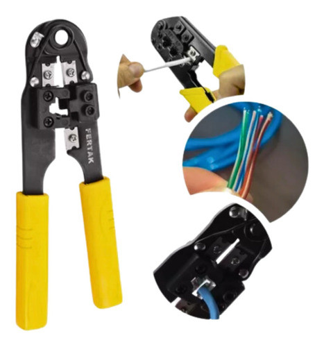 Alicate Crimpador Rj45 Desencapa Corta Fios De Rede - Fertak 0