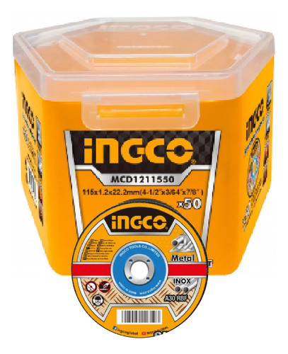 Discos De Corte De Metal Ingco X 50u  De 115mm 0