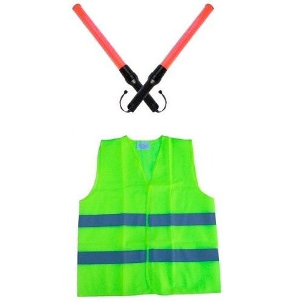 Kit Señalero - Chaleco Reflectivo + Bastones Luminosos X 2 0