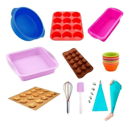Set Kit Reposteria Completo Moldes Silicona Horno Pasteleria 0