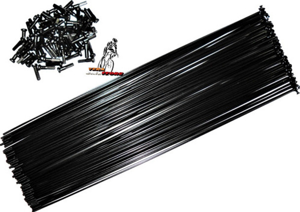 Rayos Niples Bicicleta Competición Negros 302mm X72u. Taiwan 0