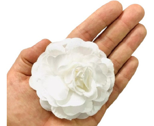 12 Pcs Flor De Tecido 8cm Branca 0