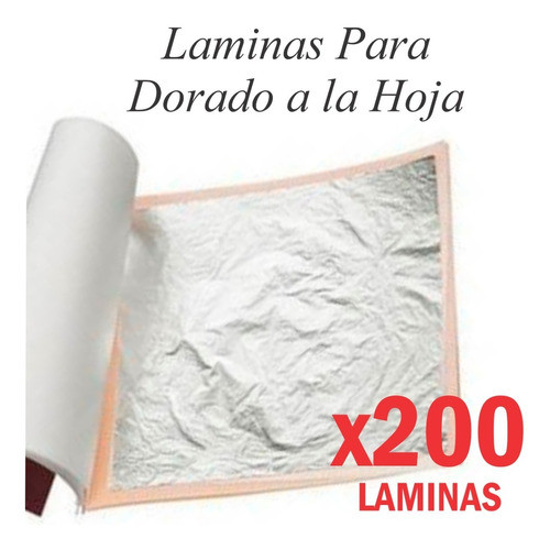 200 Laminas Dorado A La Hoja Color Plata Foil Marcos Mueble 0