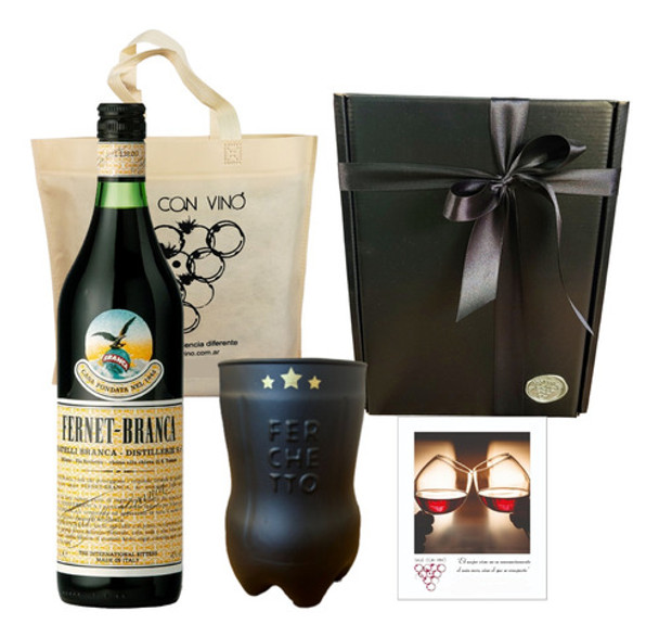 Box Vaso Ferchetto Negro + Fernet Branca Regalo Estuche 0
