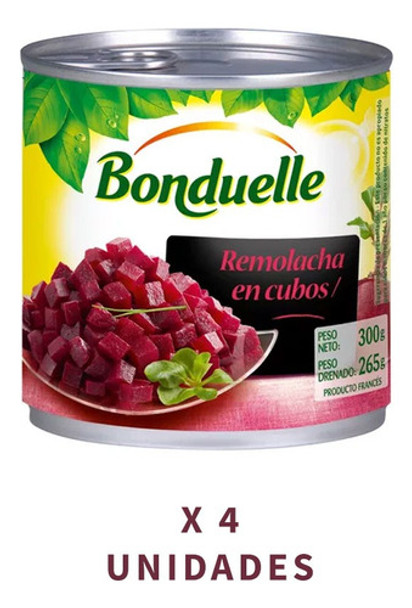 Remolacha En Cubos Bonduelle 300 Gr. X 4 Unidades Francia 0