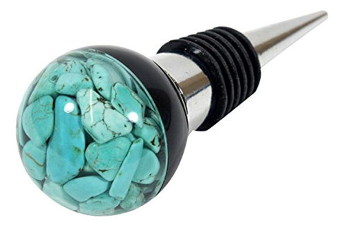 Tapón De Vino De Resina Mineral Turquesa Realbug 0