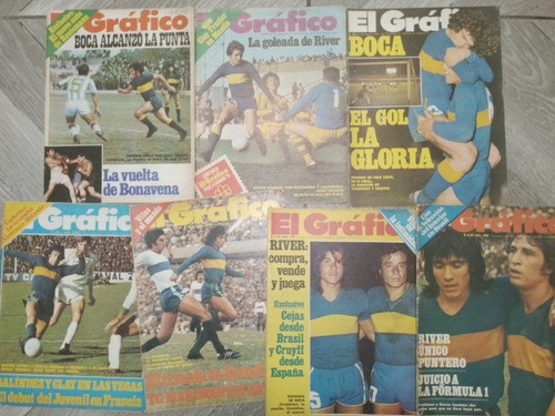 Lote De 7 Revistas - El Grafico - Boca Juniors - Año 1975 0