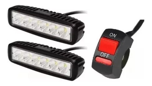 Par Faro Auxiliar Barra Rectangular 12v-24v +switch Bitemark 0