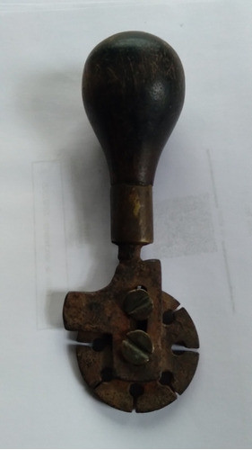 Herramienta Antigua Calibre Bronce Hierro Madera 0