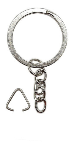 Llavero Argolla Plana Con Cadena + Triangulo X 100 Unidades 0