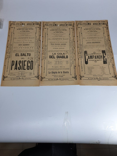 3 Programas Del Teatro Politeama Originales Del Año 1905- 03 0