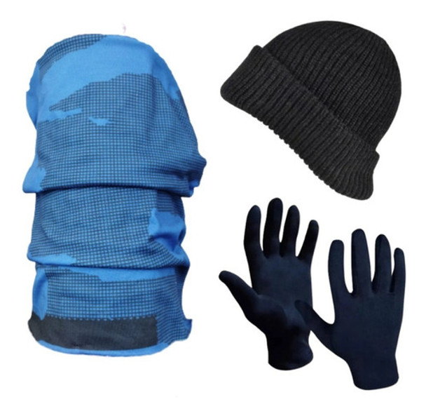 Cuello Salomon Dress Blue + Gorro Lana +guante Termico-40137 0