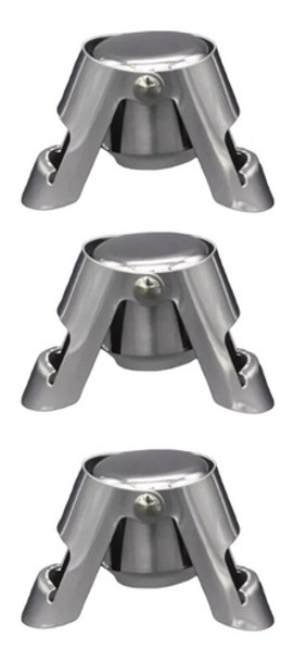 Set  X 3 Tapon Conservador De Champagne Espumante Acero Inox 0