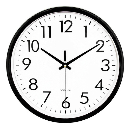 Reloj  Pared Cuarzo Negro Con Pilas 10 Silencioso 0