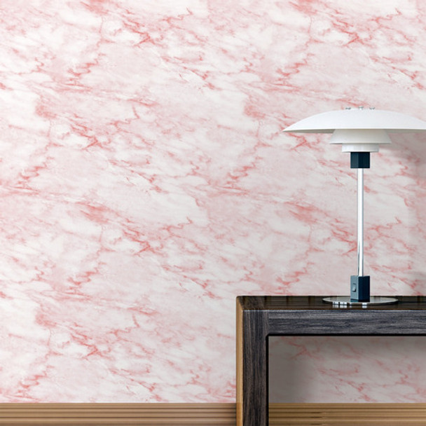 Papel De Parede Efeito Marmore Rosa Cozinha Banheiro 3m 0