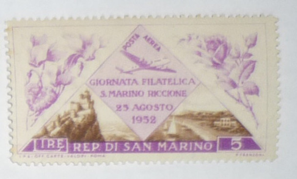 Selo Antigo San Marino - Giornata Filatelica  1952 0
