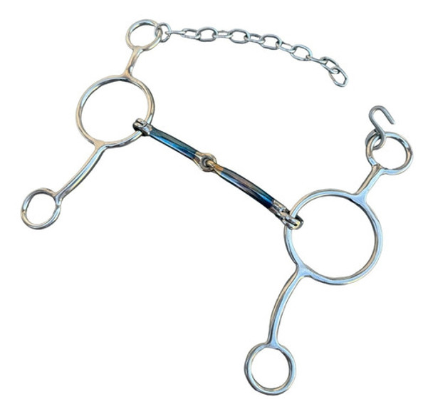 Bridão Levantador 3 Argolas Bocal De Ferro Bolinha De Cavalo 0