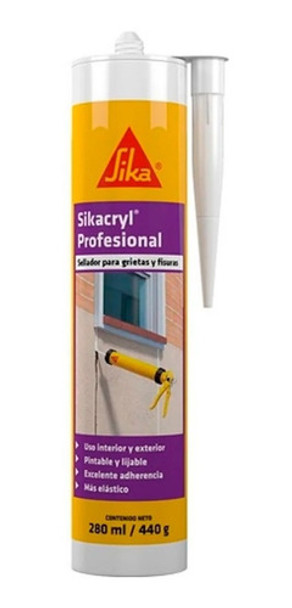 Sellador Acrílico Pintable Cartucho Sika Blanco 280ml X 3 U 0