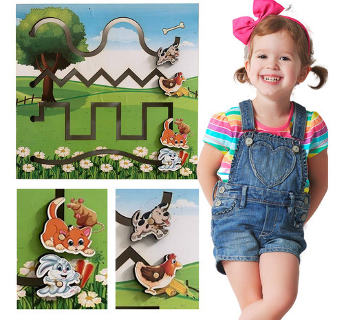 Painel Psicomotor Animais Brinquedo Educativo Em Mdf 0