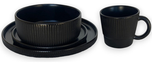 Juego De Vajilla 16 Piezas Negro - Vajilla Ceramica 0